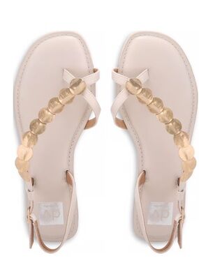 Like new!  DV Dolce Vita Jetsy Ivory/Gold-Accent T-Strap Sandals